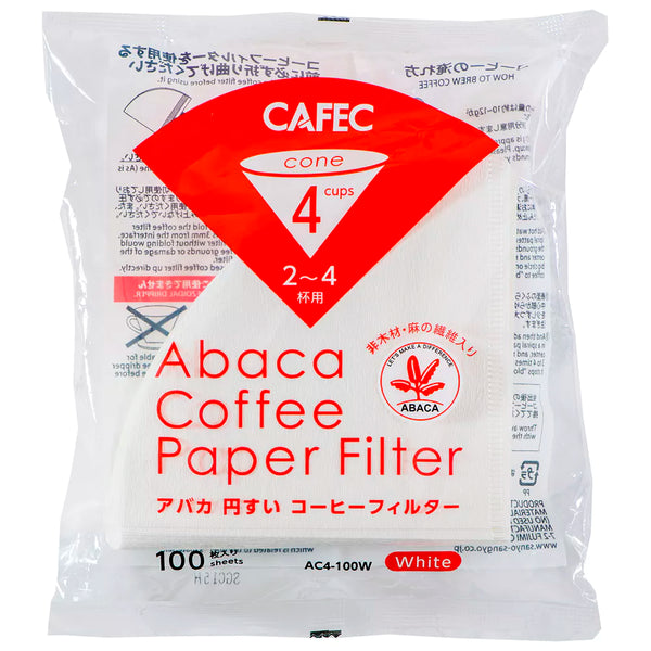 CAFEC - Filtres Abaca Blanc 4 tasses x100pcs